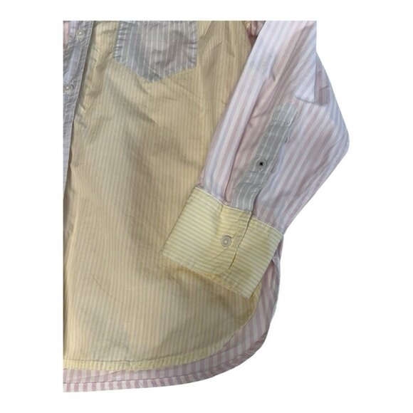 J Crew Womens Classic Fit Poplin Shirt~Size 10~Cocktail Stripe Yellow Top L15 14 - Picture 9 of 13